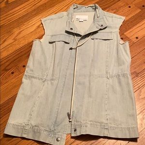 Demon cutoff sleeve vest zip up with pockets